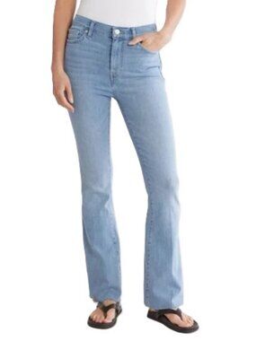 Frame 28 Wilson Raw After Raw Hem Flare Jeans High Waist Cotton Blend